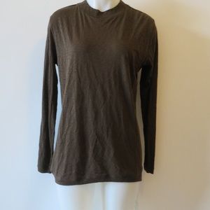 NWT SHINE BROWN MOCK NECK LONG SLEEVE TEE SZ S